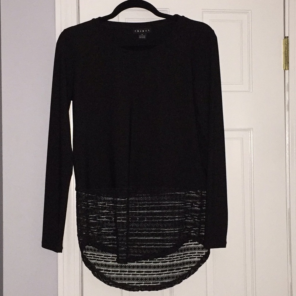 Tribal top with sheer hem